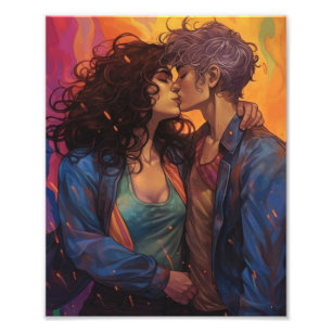 Lesbians in Love Beautiful Women Couple Foto Afdruk