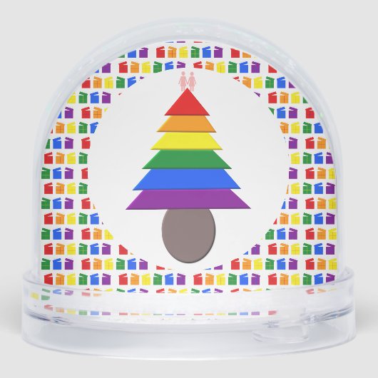 Lesbians Rainbow Christmas Tree and Presents Sneeuwbol (Achterkant)
