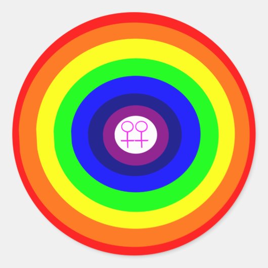 Lesbians Round Rainbow Sticker (Voorkant)