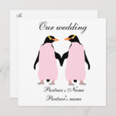 Lesbienne, faire-part de mariage de pingouins Past (Devant / Derrière)