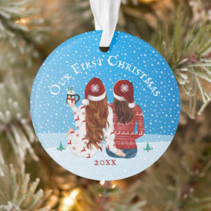 Lesbiennes eerste kerstsneeuw PHOTO gay Ornament