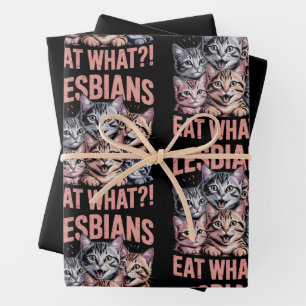 Lesbiennes Eten Wat Funny Cat Lesbienne LGBTQ Trot Inpakpapier Vel