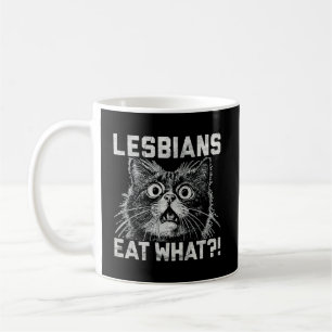 Lesbiennes Eten Wat?! Geschokte Kat LGBTQ+ Grappig Koffiemok