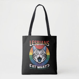 Lesbiennes eten wat kat humor LGBTQ trots vlag Draagtas