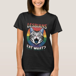 Lesbiennes eten wat kat humor LGBTQ trots vlag T-shirt