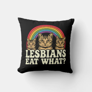 Lesbiennes eten wat Vintage LGBT Pride Month Meme Kussen