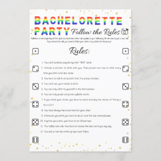 Lesbisch Bachelorette Party Spel, Volg de regels Kaart