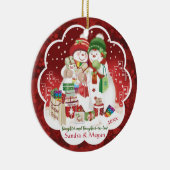 Lesbisch, dochter, rechtshandig, sneeuwvrouwen, keramisch ornament (Rechts)