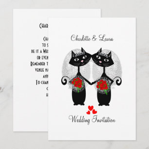 Lesbisch Homohuwelijk Cool Cats Wedding Kaart