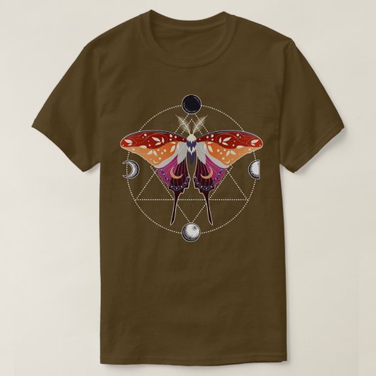 Lesbisch Luna Moth Celestial LGBT Pride Vlag T-shirt (Design voorkant)