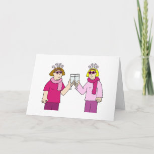 Lesbisch paar, gefeliciteerd Leuke Cartoon Kaart