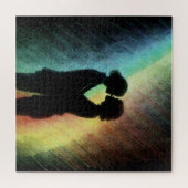Lesbisch paar in regenboog legpuzzel (Horizontaal)