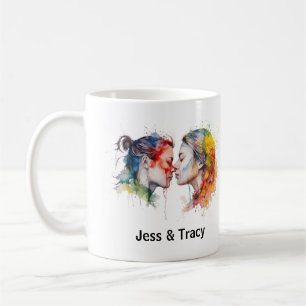 Lesbisch paar Kiss Pride Maand Mok, Gepersonalisee Koffiemok