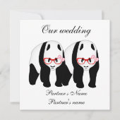 Lesbisch, Panda's huwelijksuitnodiging Kaart (Voorkant)