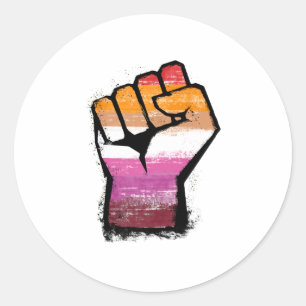 Lesbisch protest vuist ronde sticker