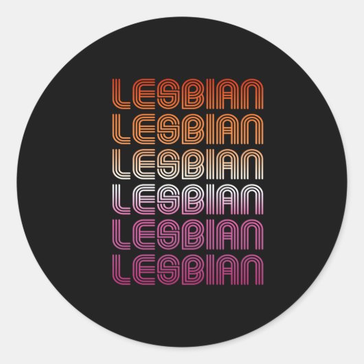 Lesbisch Retro Patroon Design Ronde Sticker (Voorkant)