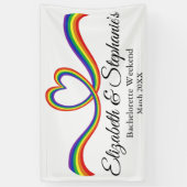 Lesbische Bachelorette Rainbow Heart Spandoek (Verticaal)