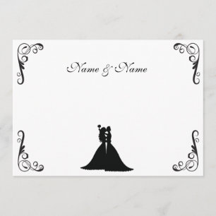 Lesbische bride en Bride Black en White Wedding Kaart