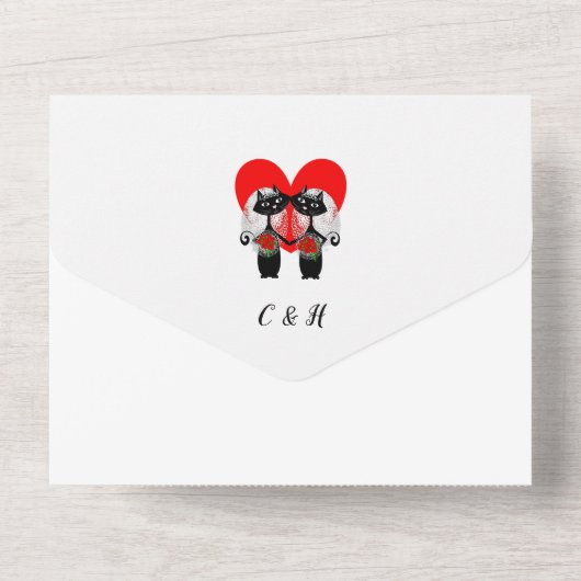 Lesbische Bruiden Cute Trouwdag All In One Uitnodiging (Achterkant)