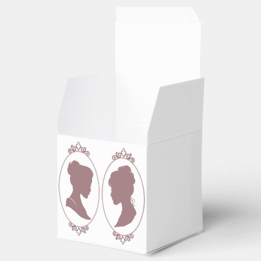 Lesbische bruiden Regency Roze Rozen Bedankdoosjes (Geopend)