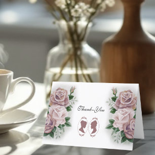 Lesbische bruiden Regency Roze Rozen Bedankkaart