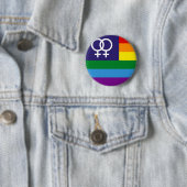 Lesbische Dubbele Venus Regenboog Pride Ronde Button 5,7 Cm (In situ)