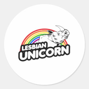 Lesbische Eenhoorn Rainbow Ronde Sticker