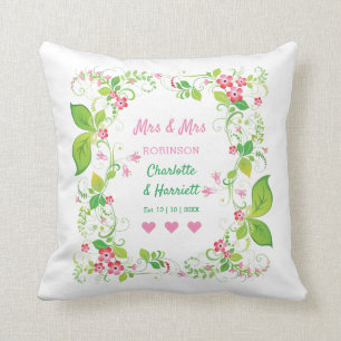 Lesbische  Floral - Persoonlijke bruiloft Kussen
