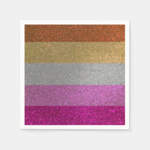Lesbische Gay Pride Vlag Roze + Oranje Glitter Par Servet