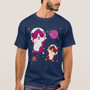 Lesbische hamster in de ruimte van lesbische trots t-shirt