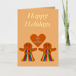 Lesbische Kerst Gingerbread Dames Koppel Custom Folie Wenskaart