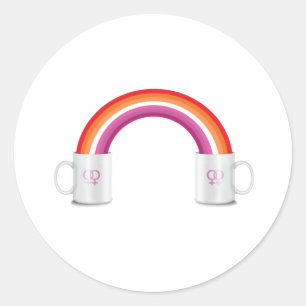 Lesbische koffie datum ronde sticker