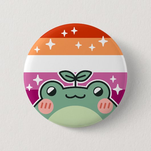 Lesbische LGBT Pride Flag Frog Button (Voorkant)