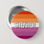 Lesbische LGBTQ Queer Pride Pronoun Button (Voorkant /achterkant)