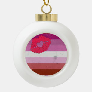 Lesbische (Lipstick) Vlag Keramische Bal Ornament