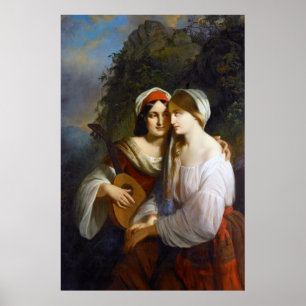 Lesbische Lovers in Italiaanse Renaissance Poster