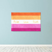 Lesbische Pride en steun Vlag Colors Art Canvas Afdruk (Insitu (Houten vloer))
