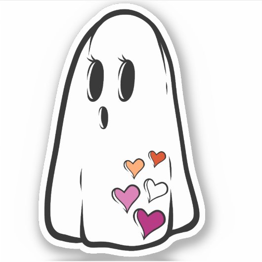 Lesbische Pride Ghost Sticker (Voorkant)