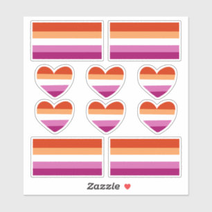 Lesbische Pride Hart en Vlag Stickers