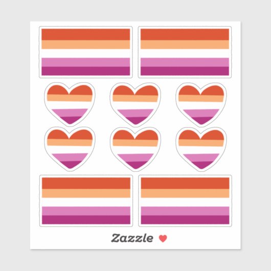 Lesbische Pride Hart en Vlag Stickers (Vel)