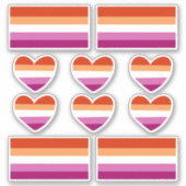 Lesbische Pride Hart en Vlag Stickers (Voorkant)