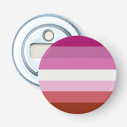 Lesbische Pride-vlag Button Flesopener (Voorkant)