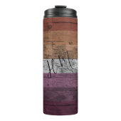 Lesbische Pride Vlag LGBT Hout Graan Custom Naam Thermosbeker (Voorkant)