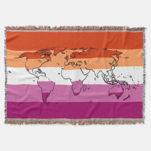 Lesbische pride vlag met wereldkaart deken