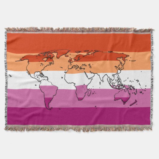Lesbische pride vlag met wereldkaart deken (Voorkant)