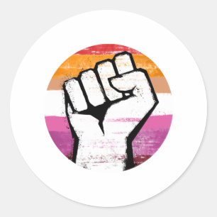 Lesbische Pride Vuist Cirkelprint Ronde Sticker