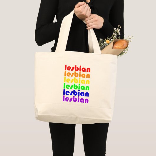 Lesbische regenboog grote tote bag (Voorkant (product))