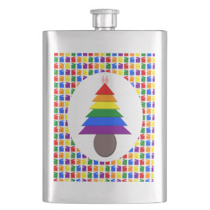 Lesbische regenboog kerstboom en cadeaus flacon