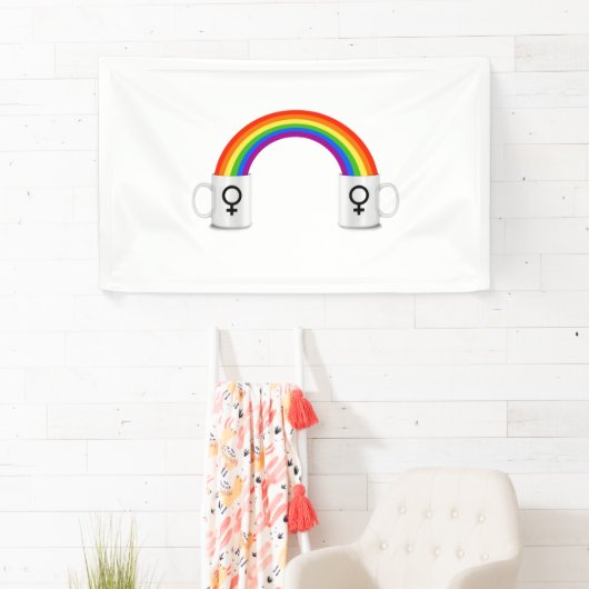 Lesbische Regenboog Koffie Datum Spandoek (Insitu)