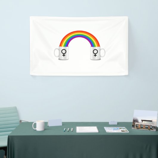 Lesbische Regenboog Koffie Datum Spandoek (Beurs)